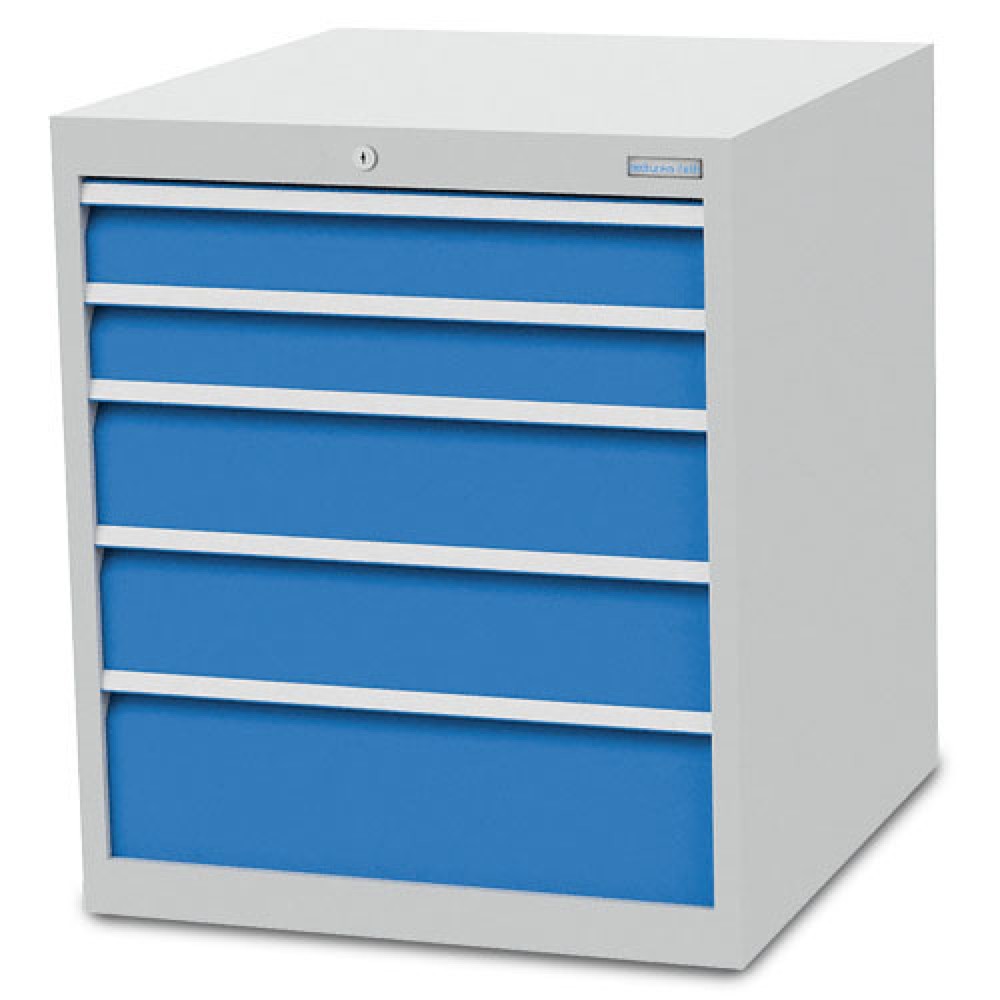 Illustration du produit: Armoire à tiroirs R 24-24 Bedrunka+Hirth, H x l x P 819 x 705 x 736 mm, gris clair, bleu clair, 5 tiroirs 2 x 100 + 2 x 150 + 1 x 200 mm