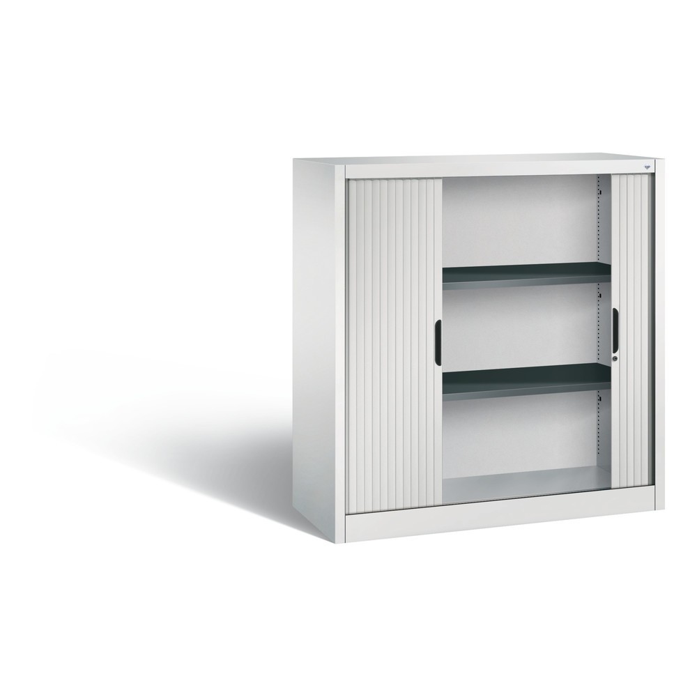 N° de l'image du produit 2 : Armoire à volet roulant C+P, 3 hauteurs de classeur, largeur 1 200 mm, gris clair