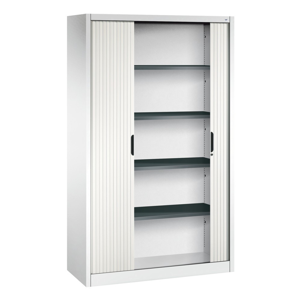 N° de l'image du produit 4 : Armoire à volet roulant C+P, 5 hauteurs de classeur, largeur 1 200 mm, blanc pur