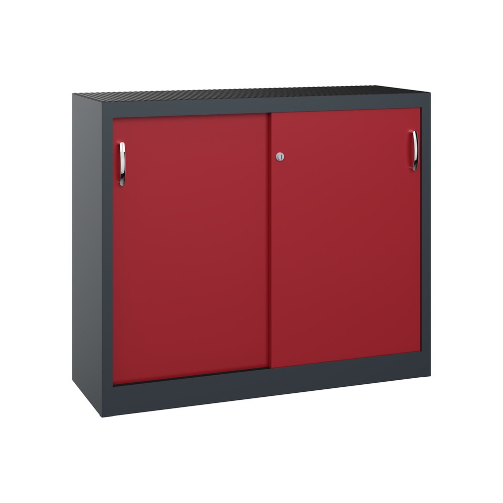 Produktabbildung Nr. 1: Armoire d’appoint d’atelier C+P avec 1 tablette, H x l x P 1 000 x 1 200 x 400 mm, gris anthracite, rouge rubis