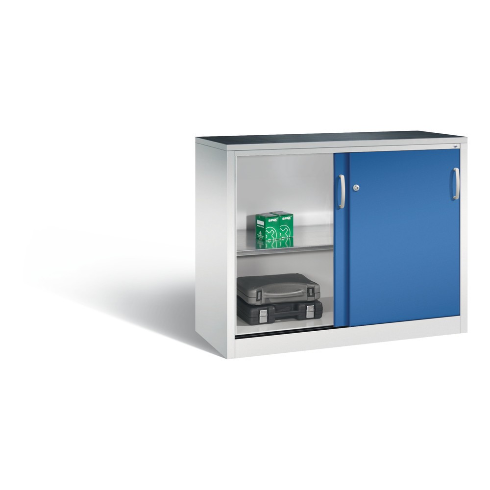 Produktabbildung Nr. 5: Armoire d’appoint d’atelier C+P avec 1 tablette, H x l x P 1 000 x 1 200 x 500 mm, gris clair, bleu gentiane