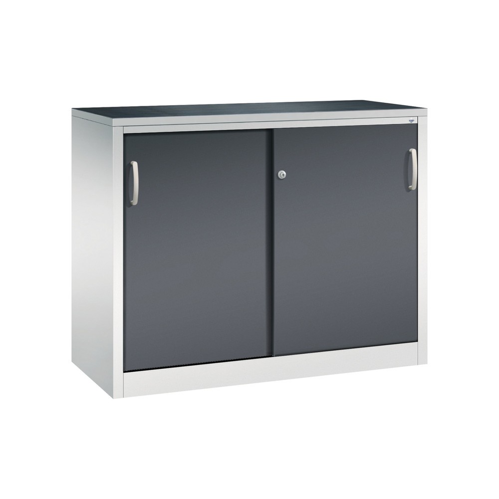Illustration du produit: Armoire d’appoint d’atelier C+P avec 1 tablette, H x l x P 1 000 x 1 200 x 500 mm, gris clair, gris noir