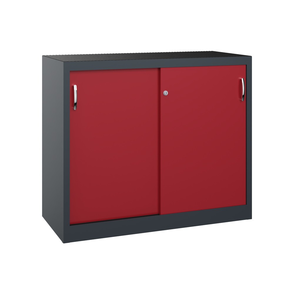 Illustration du produit: Armoire d’appoint d’atelier C+P avec 1 tablette, H x l x P 1 000 x 1 200 x 500 mm, gris anthracite, rouge rubis