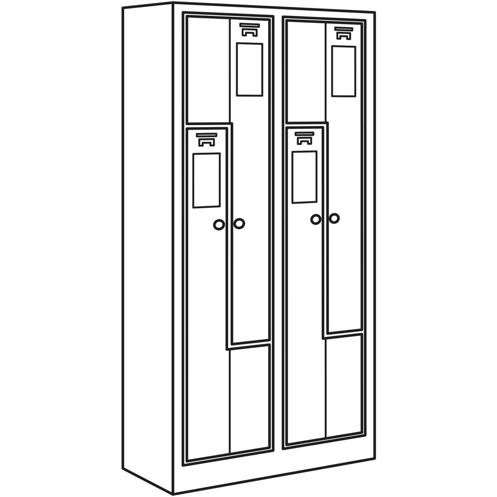 Produktabbildung Nr. 3: Armoire-penderie en Z HEMMDAL HDZ-1, serrure à cylindre, 4 compartiments, gris clair