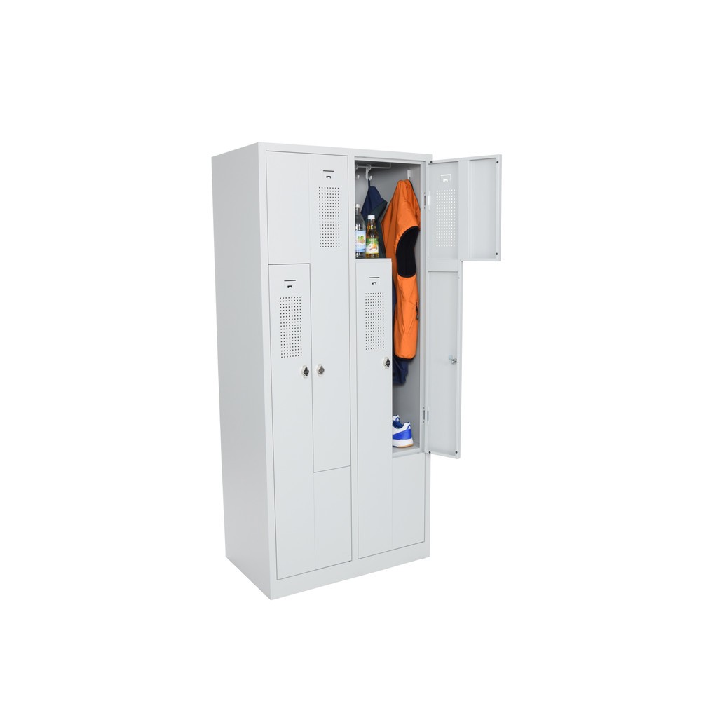Produktabbildung Nr. 5: Armoire-penderie en Z HEMMDAL HDZ-1, serrure à cylindre, 4 compartiments, gris clair