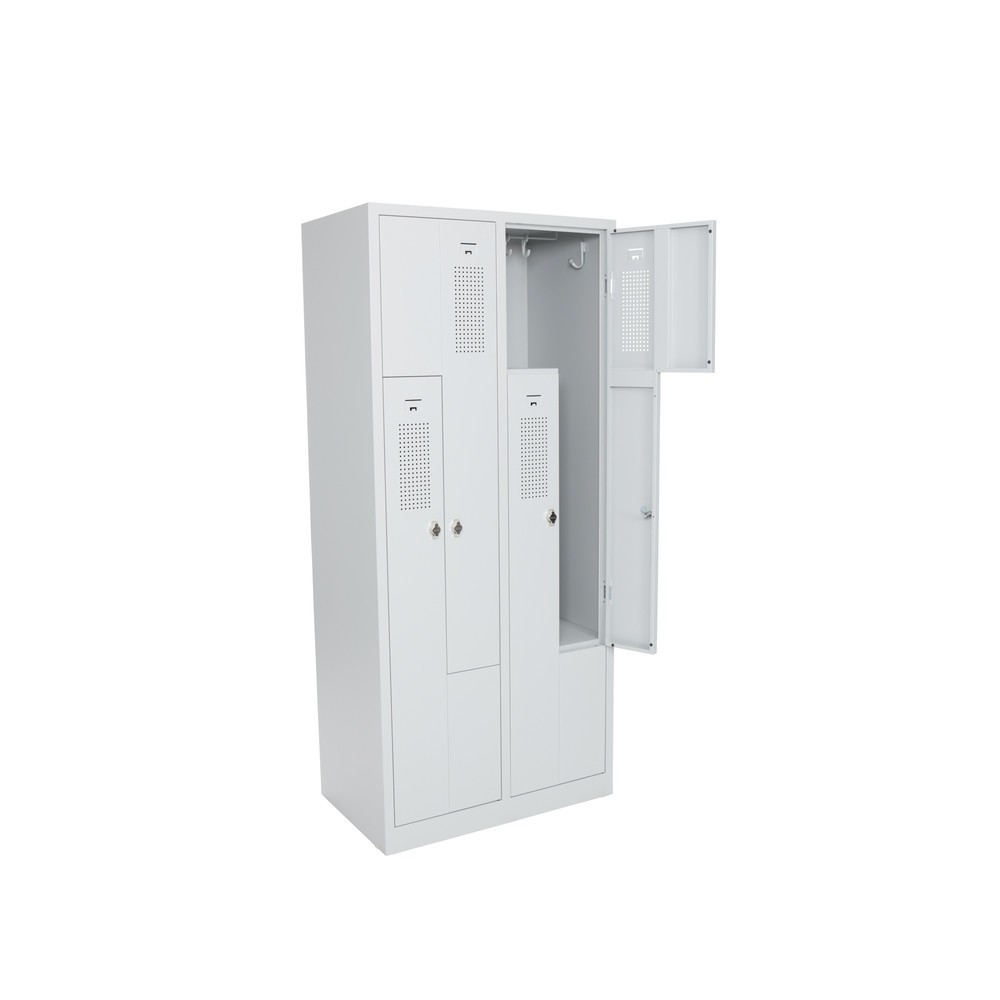 Produktabbildung Nr. 1: Armoire-penderie en Z HEMMDAL HDZ-1, serrure à cylindre, 4 compartiments, gris clair