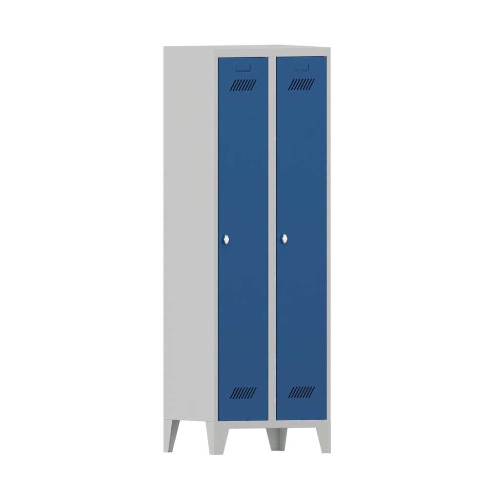 Produktabbildung Nr. 1: Armoire-penderie PAVOY avec pieds + fermeture à pêne tournant, 2 compartiments, H x l x P 1 850 x 630 x 500 mm, bleu gentiane, gris clair