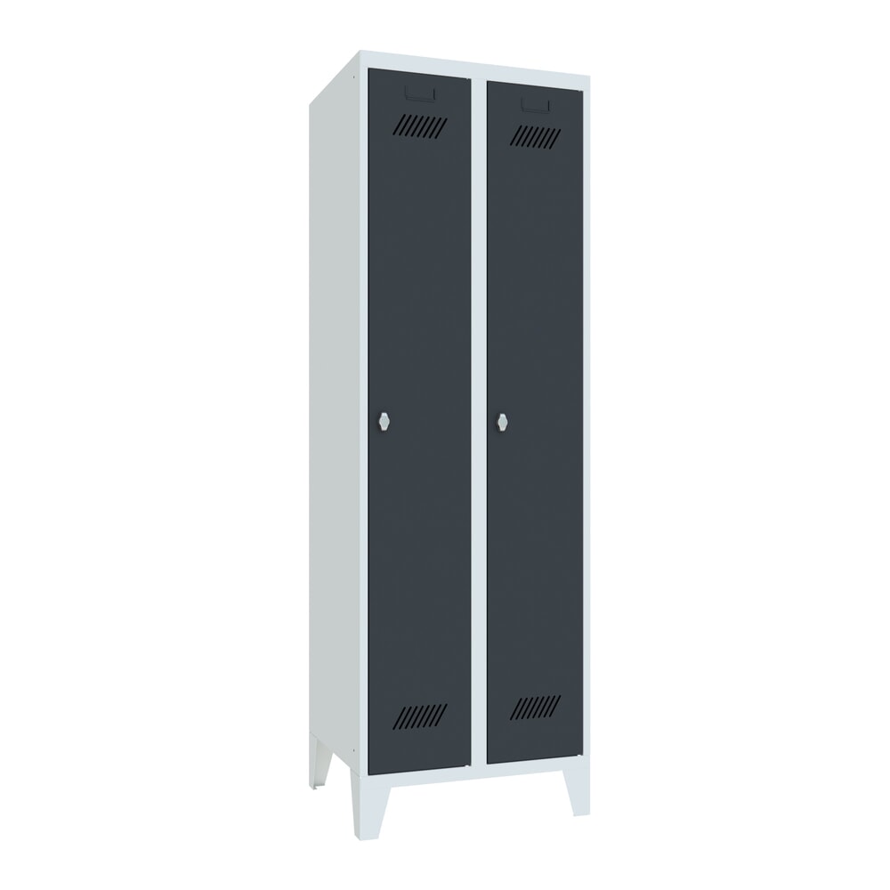 Produktabbildung Nr. 1: Armoire-penderie PAVOY avec pieds + fermeture à pêne tournant, 2 compartiments, H x l x P 1 850 x 630 x 500 mm, gris anthracite, gris clair
