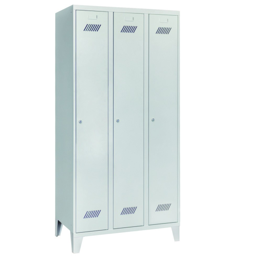 Produktabbildung Nr. 2: Armoire-penderie PAVOY avec pieds + serrure à cylindre, 3 compartiments, H x l x P 1 850 x 930 x 500 mm, gris clair, gris clair