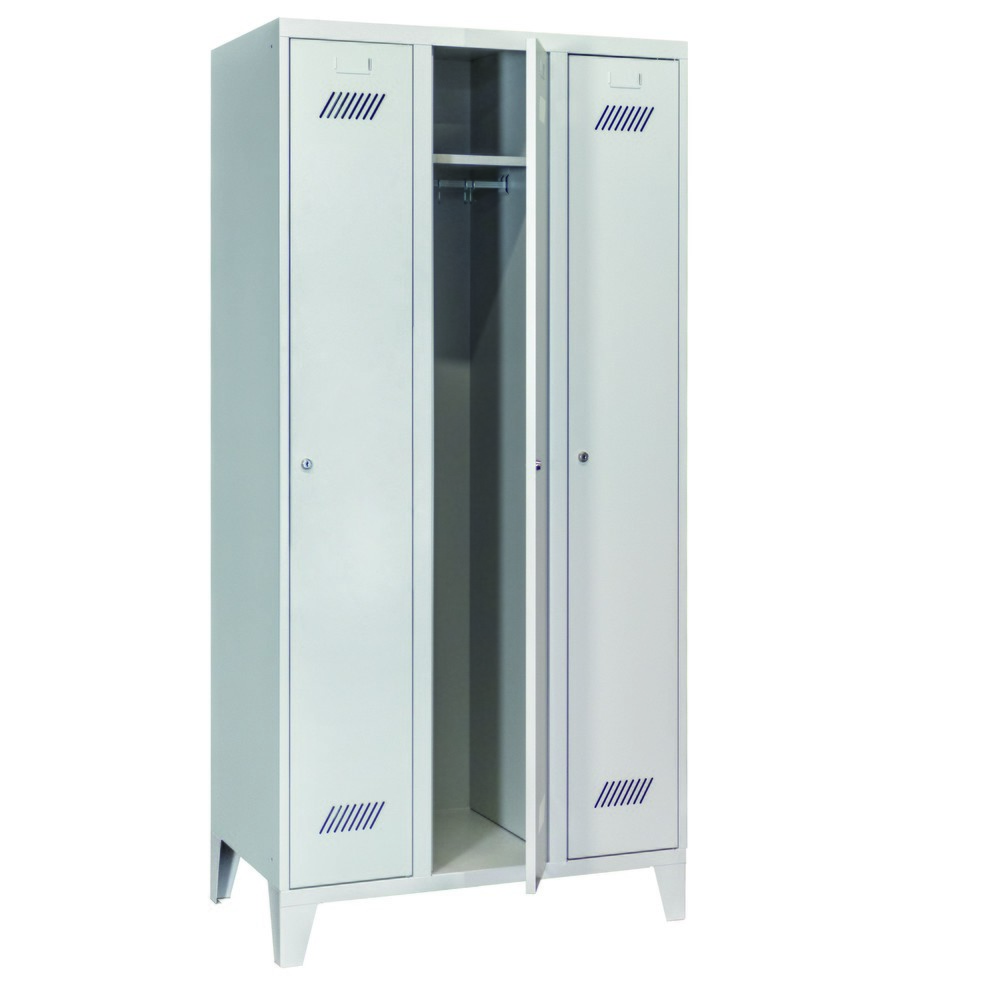 Produktabbildung Nr. 3: Armoire-penderie PAVOY avec pieds + serrure à cylindre, 3 compartiments, H x l x P 1 850 x 930 x 500 mm, gris clair, gris clair