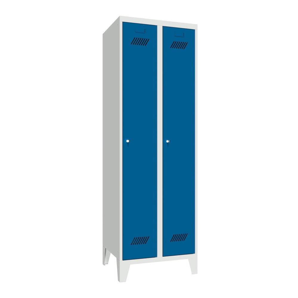 Produktabbildung Nr. 1: Armoire-penderie PAVOY avec pieds + serrure à cylindre, 2 compartiments, H x l x P 1 850 x 630 x 500 mm, bleu gentiane, gris clair