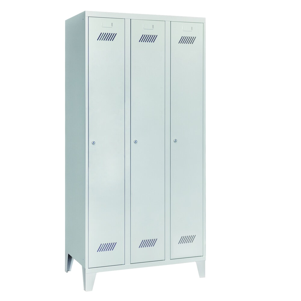 Produktabbildung Nr. 1: Armoire-penderie PAVOY avec pieds + serrure à cylindre, 3 compartiments, H x l x P 1 850 x 930 x 500 mm, gris clair, gris clair