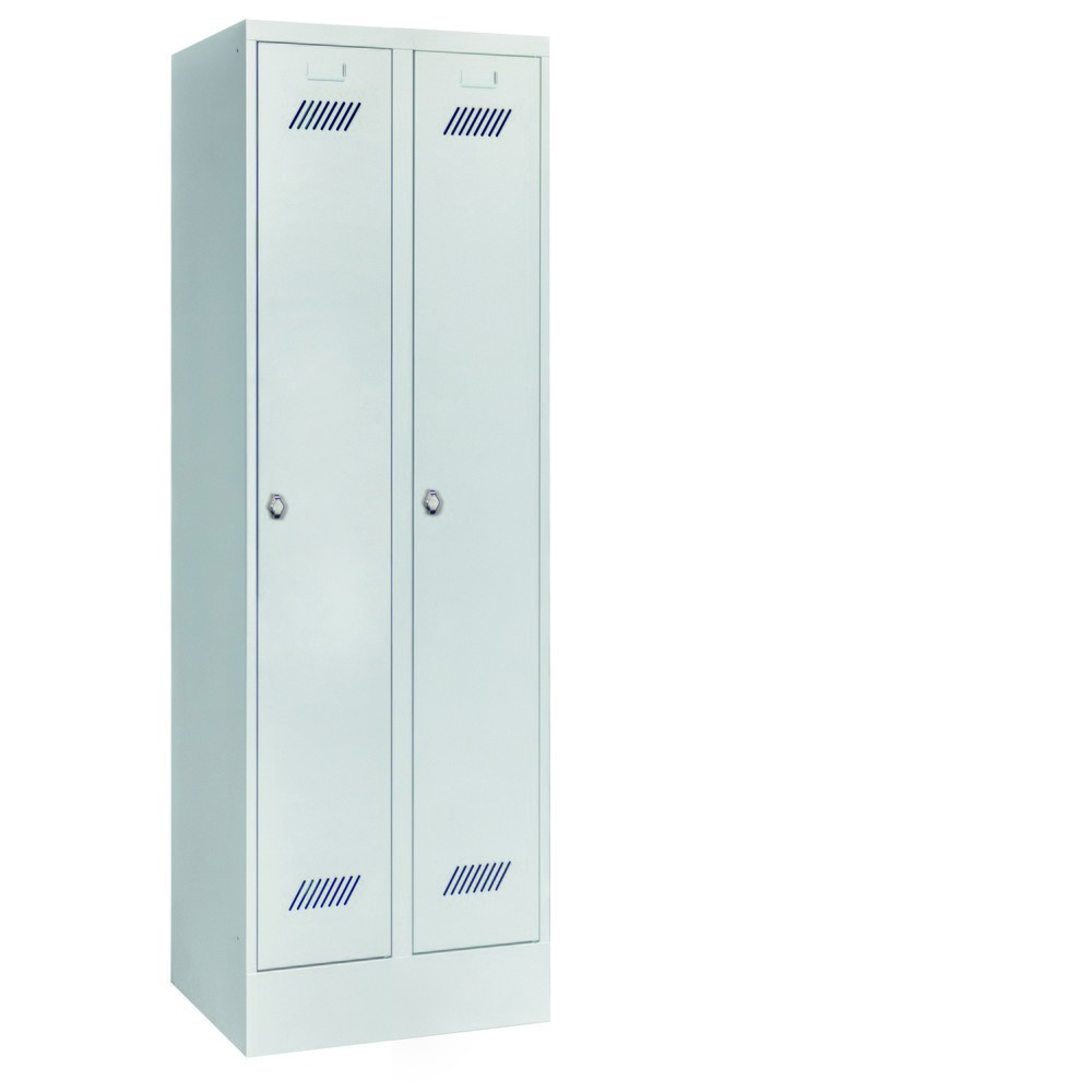 Produktabbildung Nr. 2: Armoire-penderie PAVOY avec socle + fermeture à pêne tournant, 2 compartiments, H x l x P 1 850 x 630 x 500 mm, gris clair, gris clair