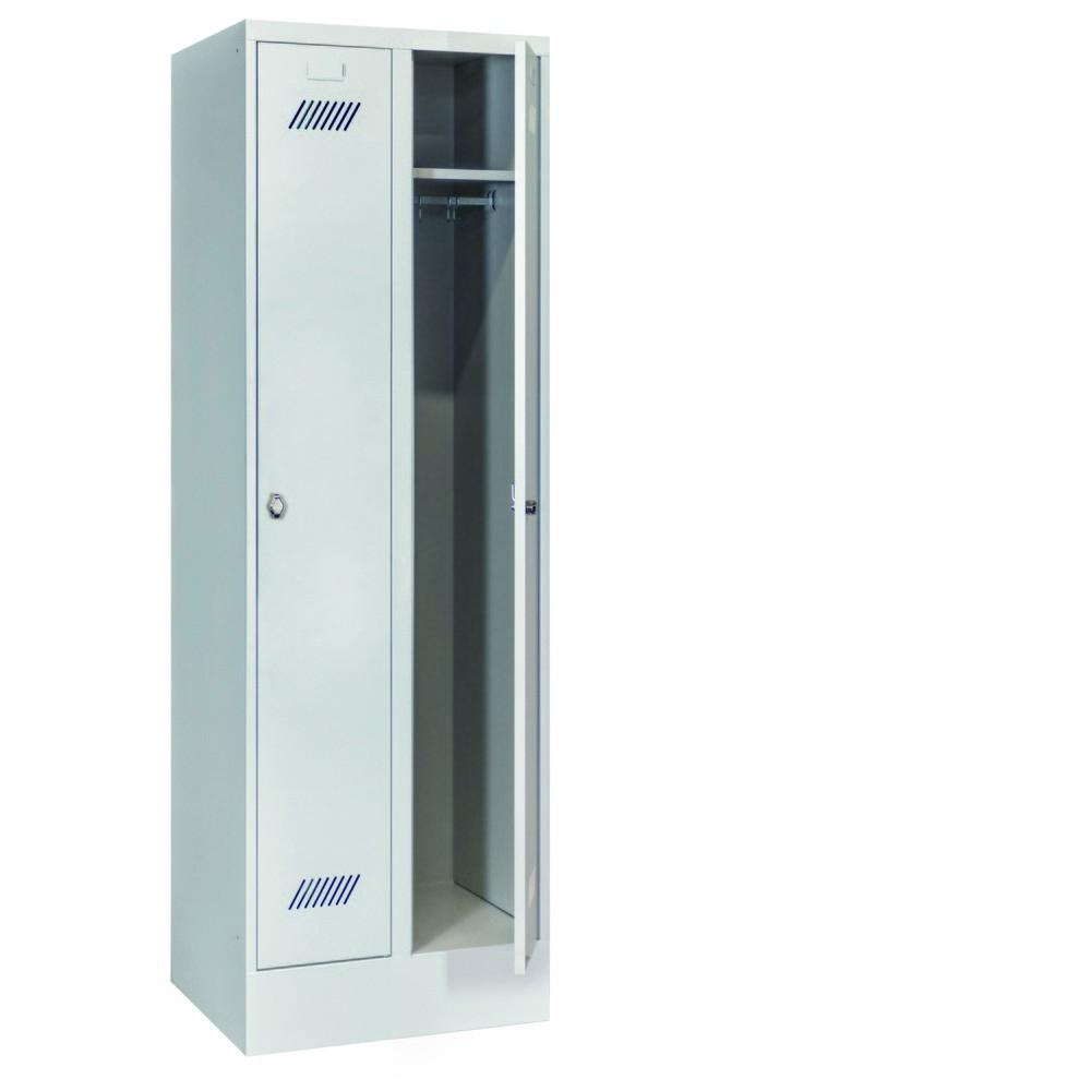 Produktabbildung Nr. 3: Armoire-penderie PAVOY avec socle + fermeture à pêne tournant, 2 compartiments, H x l x P 1 850 x 630 x 500 mm, gris clair, gris clair