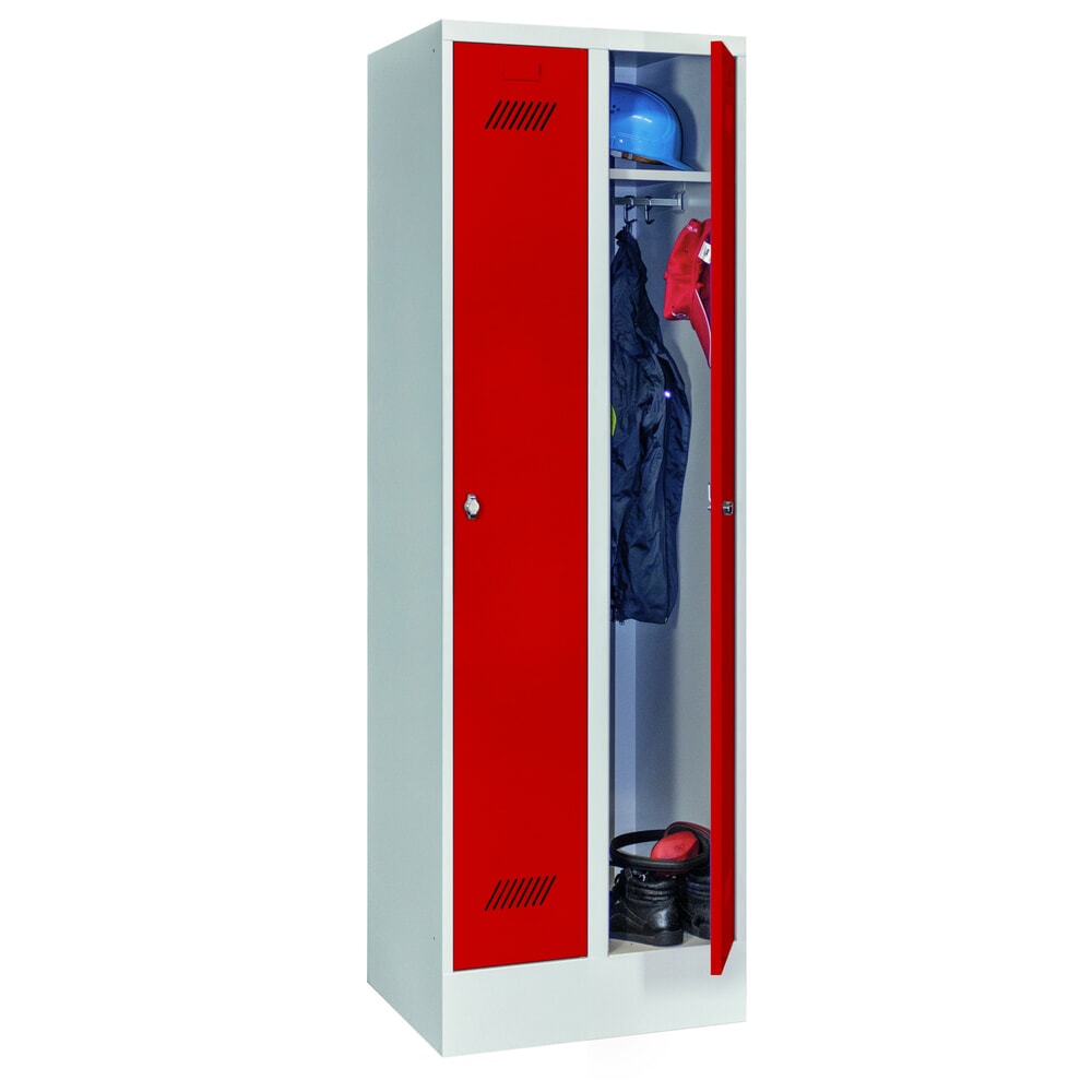 Produktabbildung Nr. 2: Armoire-penderie PAVOY avec socle + fermeture à pêne tournant, 2 compartiments, H x l x P 1 850 x 630 x 500 mm, rouge feu, gris clair