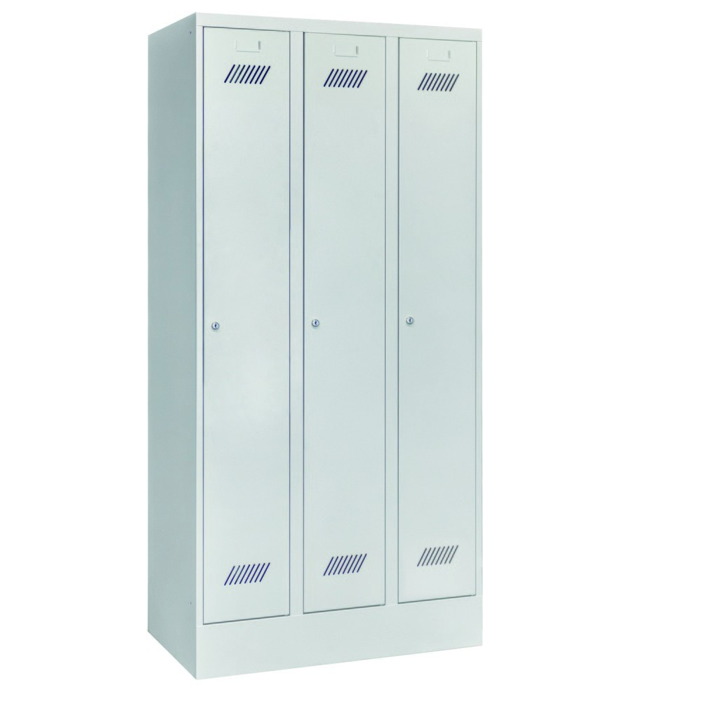 Produktabbildung Nr. 2: Armoire-penderie PAVOY avec socle + serrure à cylindre, 3 compartiments, H x l x P 1 850 x 930 x 500 mm, gris clair, gris clair