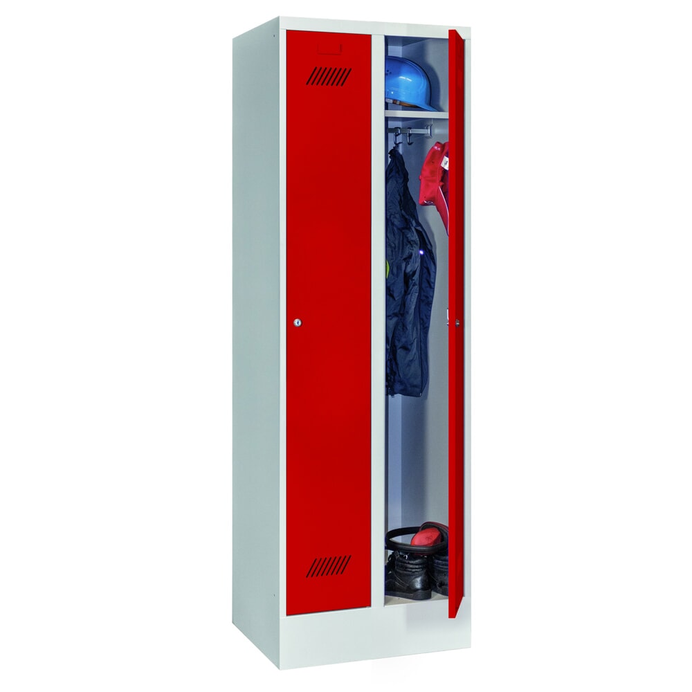 Produktabbildung Nr. 2: Armoire-penderie PAVOY avec socle + serrure à cylindre, 2 compartiments, H x l x P 1 850 x 630 x 500 mm, rouge feu, gris clair