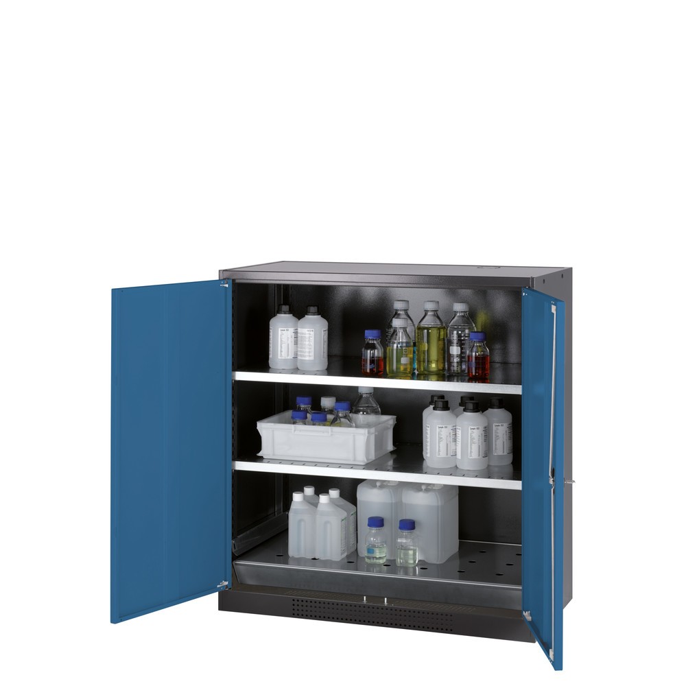Illustration du produit: Armoire pour produits chimiques et toxiques asecos® avec tablettes, HxlxP 1 105 x 1 055 x 520 mm, bleu gentiane