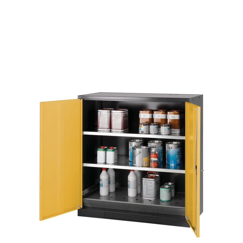 Produktabbildung Nr. 1: Armoire pour produits chimiques et toxiques asecos® avec tablettes, HxlxP 1 105 x 1 055 x 520 mm, jaune or