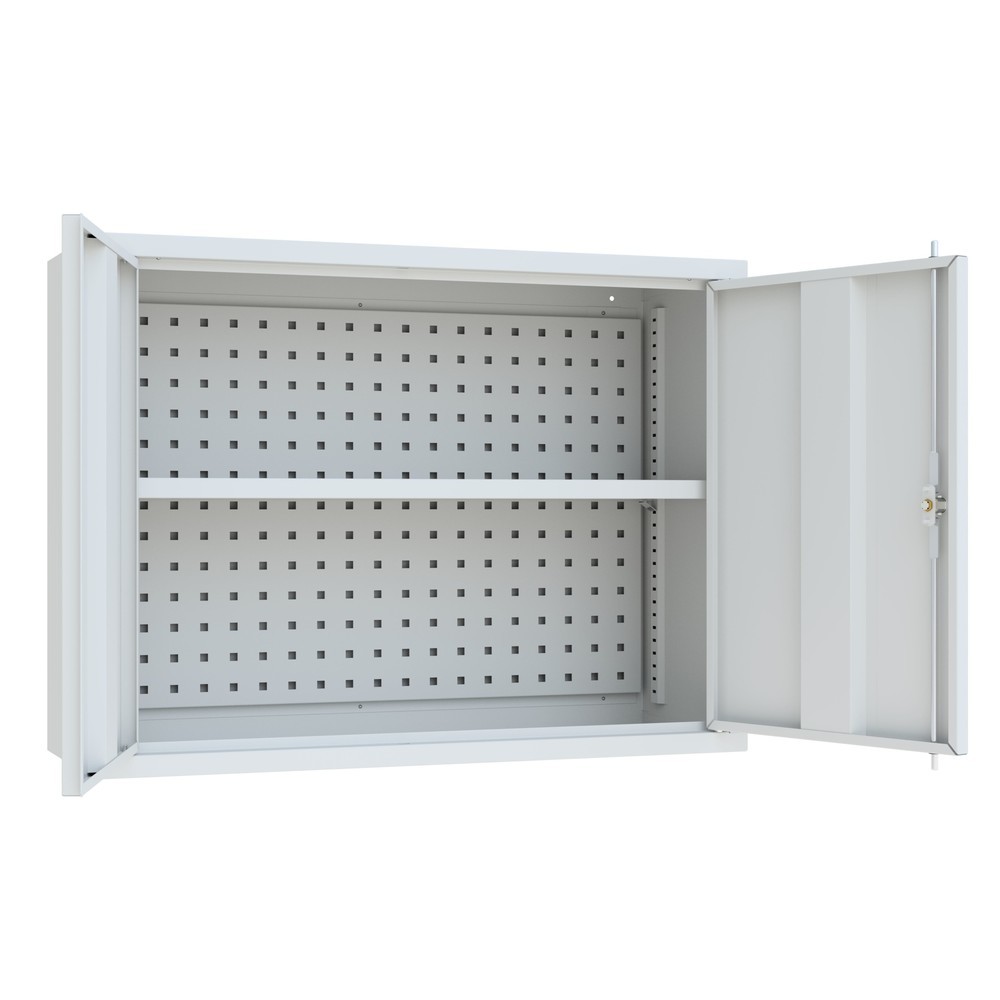 Produktabbildung Nr. 3: Armoire suspendue PAVOY, H x l x P 600 x 800 x 300 mm, paroi arrière perforée, gris clair, gris clair