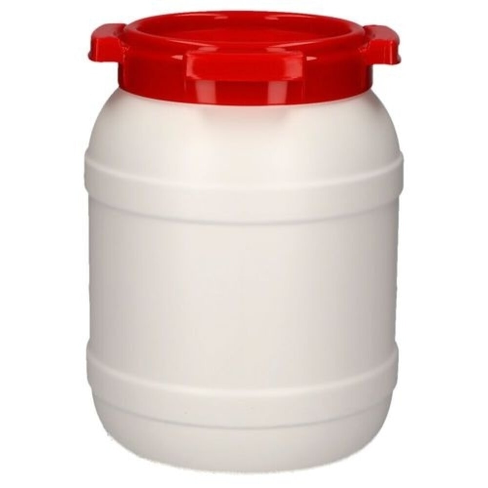 Product afbeelding: Denios vat met wijde hals van polyethyleen (PE), wit-rood WH 6, 6,4 l inhoud