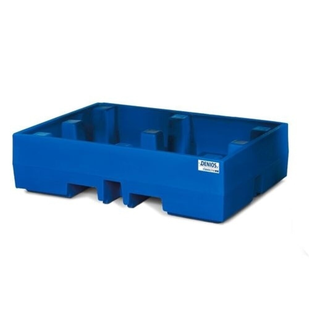 N° de l'image du produit 1 : Denios bac de rétention classic-line en polyéthylène (PE) pour 2 fûts, sans grille, volume de 270 l, H x l x P 350 x 900 x 1 300 mm