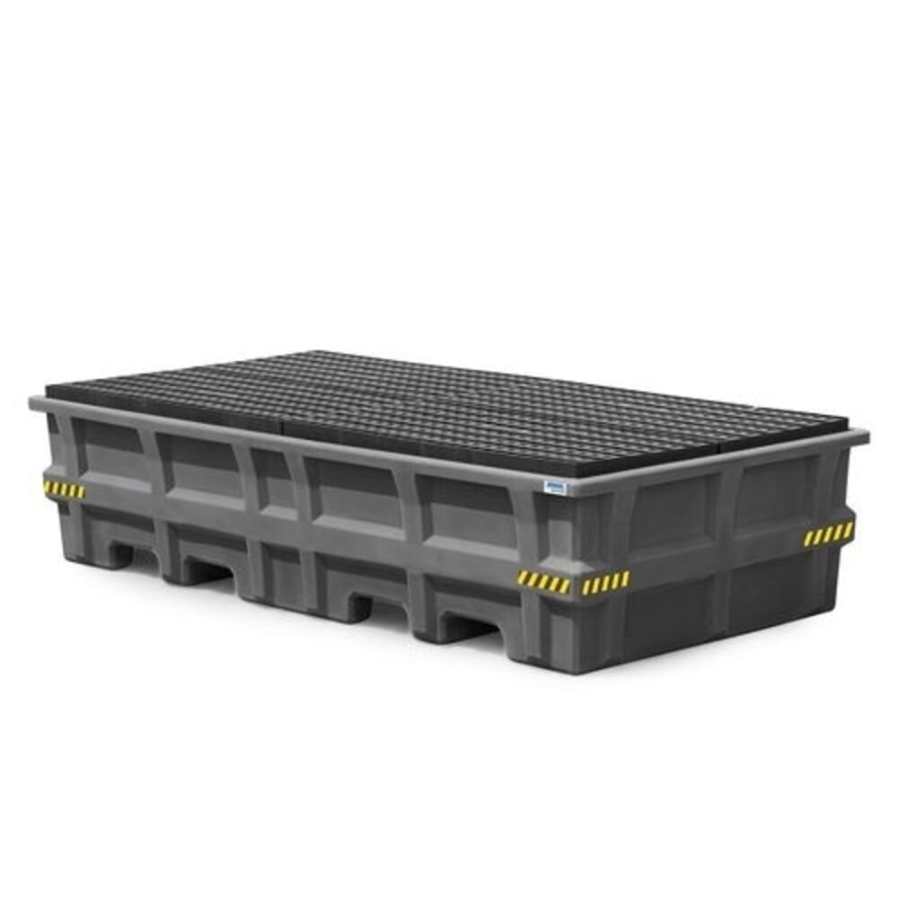 Illustration du produit: Denios bac de rétention des déversements pro-line en polyéthylène (PE) pour 2 IBC, avec grille en polyéthylène (PE), H x l x P 610 x 2 530 x 1 320 mm