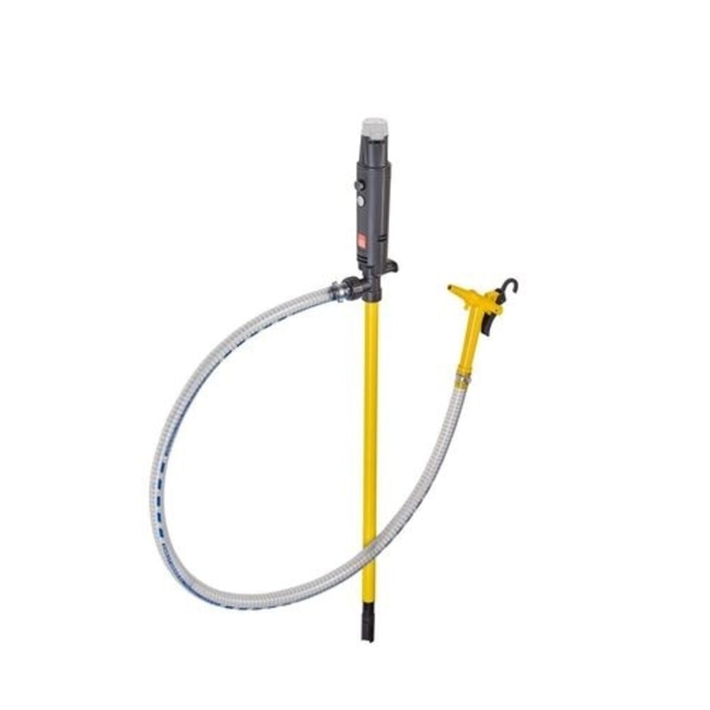 N° de l'image du produit 1 : Denios pompe pour fûts à batterie en polypropylène, tuyau 1,5 m, vanne de distribution, 75 W, profondeur d’immersion 500 mm