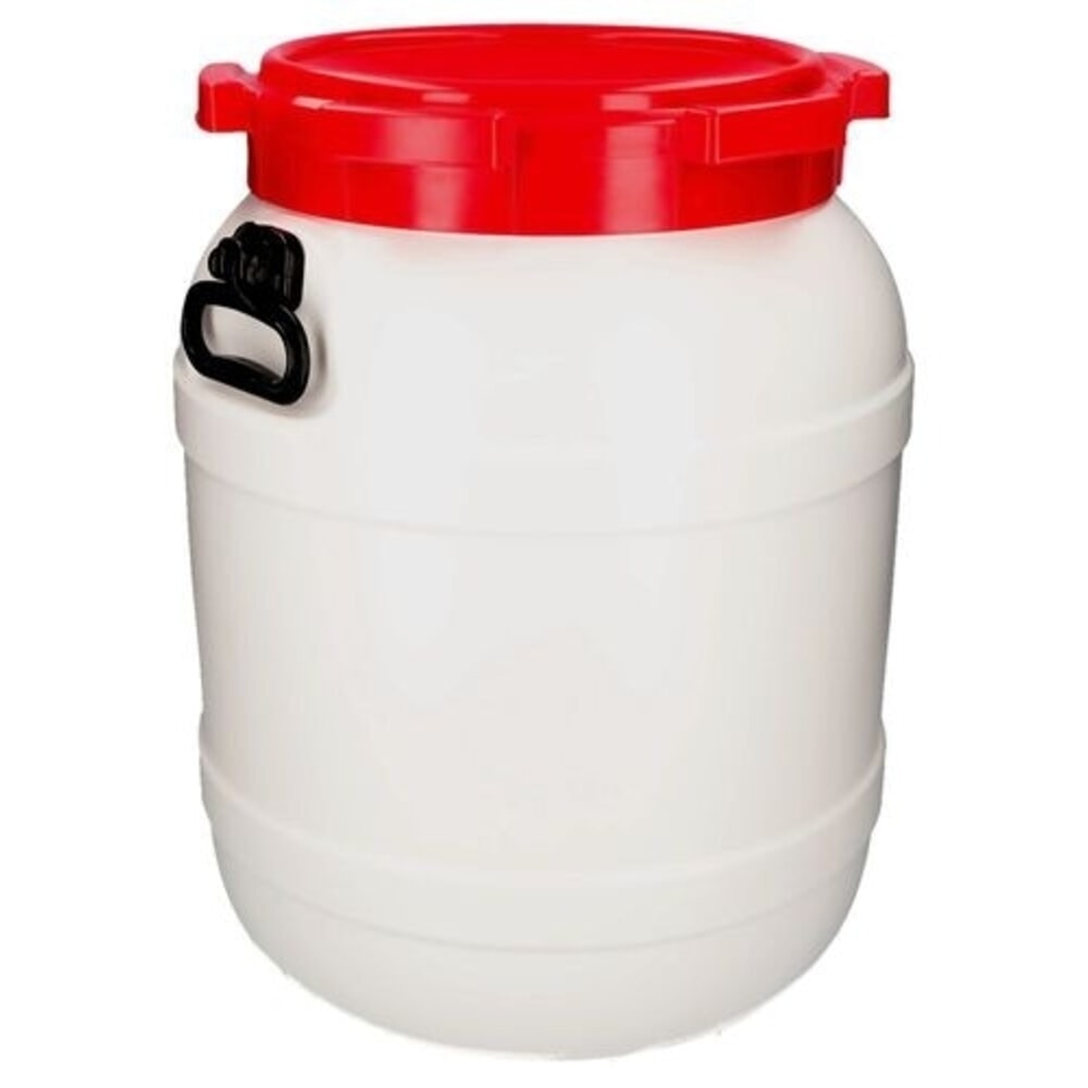 N° de l'image du produit 2 : Denios fût à large ouverture en Polyéthylène (PE), blanc-rouge WH 55, volumes de 55 l