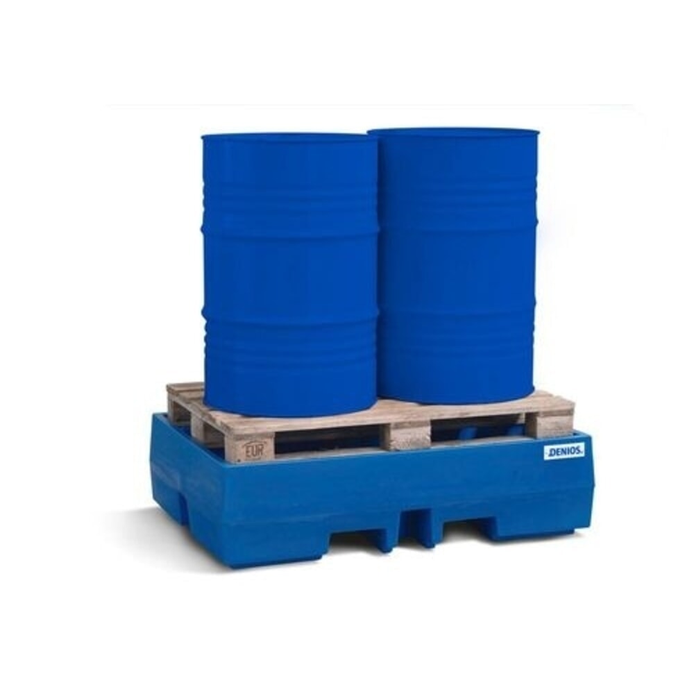 N° de l'image du produit 2 : Denios bac de rétention classic-line en polyéthylène (PE) pour 2 fûts, sans grille, volume de 270 l, H x l x P 350 x 900 x 1 300 mm