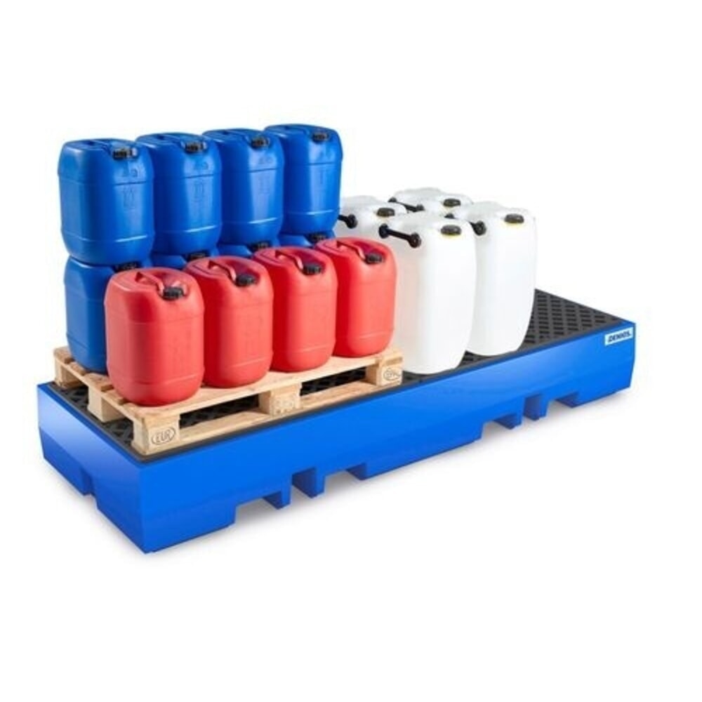 N° de l'image du produit 2 : Denios bac de rétention des déversements classic-line en polyéthylène (PE) pour 4 fûts, grille en polyéthylène (PE), H x l x P 350 x 2520 x 900 mm