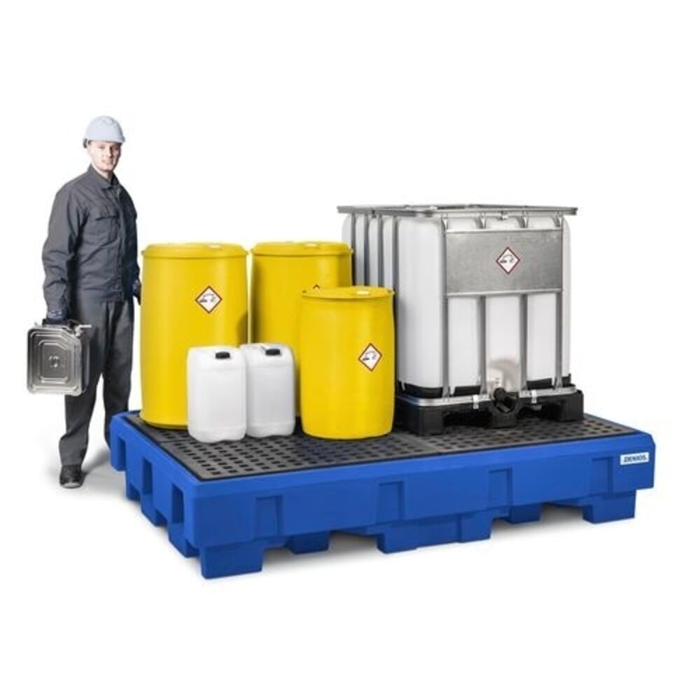 N° de l'image du produit 2 : Denios bac de rétention classic-line en polyéthylène (PE) pour 2 IBC, zone de remplissage et Grille en polyéthylène (PE), H x l x P 485 x 2 460 x 1 800 mm