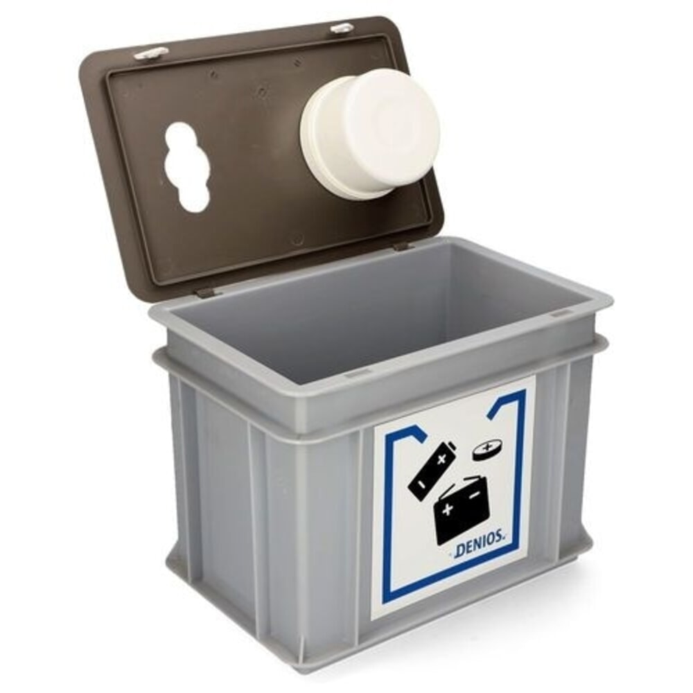 N° de l'image du produit 2 : Denios boîte de collecte de batteries usagées, plastique, pour batteries et piles boutons, 9 l