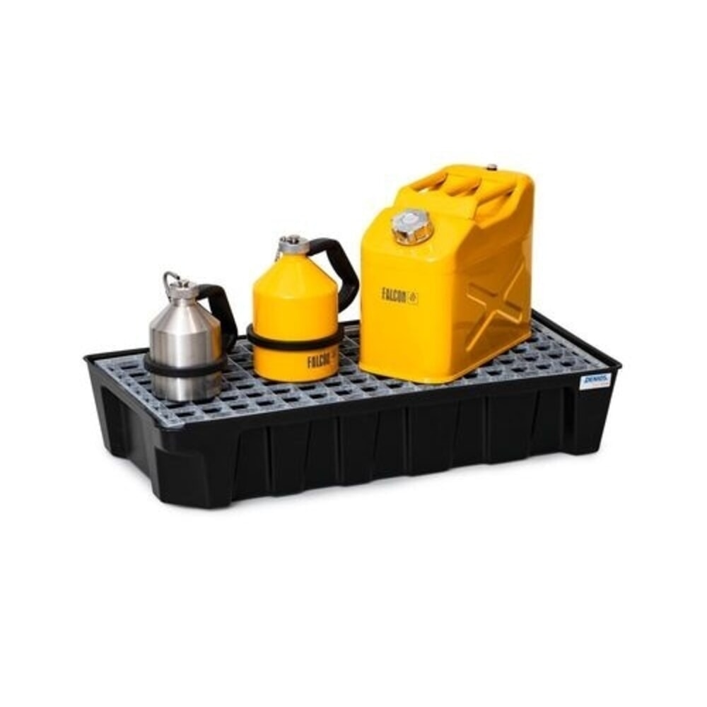 N° de l'image du produit 3 : Denios bac de rétention pour petits bidons base-line en polyéthylène (PE), hauteur 160 mm, avec drain et grille galvanisée, volume de 30 l