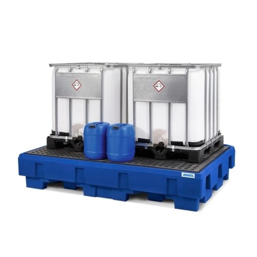 N° de l'image du produit 4 : Denios bac de rétention classic-line en polyéthylène (PE) pour 2 IBC, zone de remplissage et Grille en polyéthylène (PE), H x l x P 485 x 2 460 x 1 800 mm