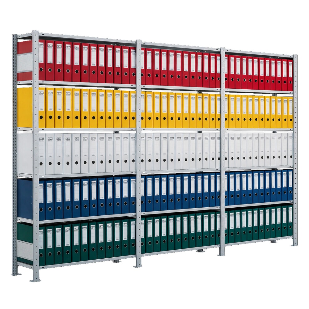 Product afbeelding: Complete archiefrekken SCHULTE, eenzijdig, vaklast 85 kg, HxBxD 2.000 x 3.000 x 300 mm, verzinkt