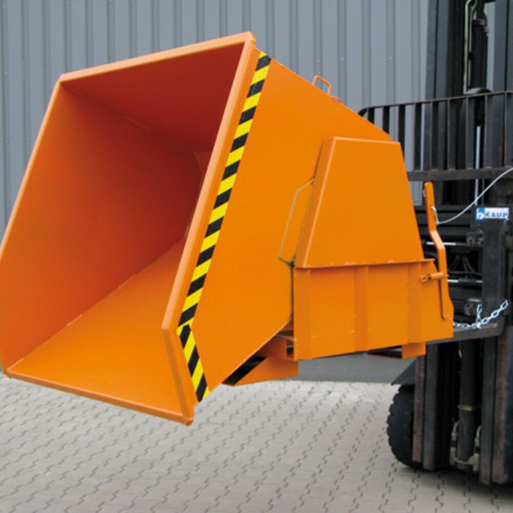 N° de l'image du produit 8 : Eichinger® Benne basculante pour charges lourdes avec patins de roulement protégés, 4 000 kg, 2 500 litres, orangé pur