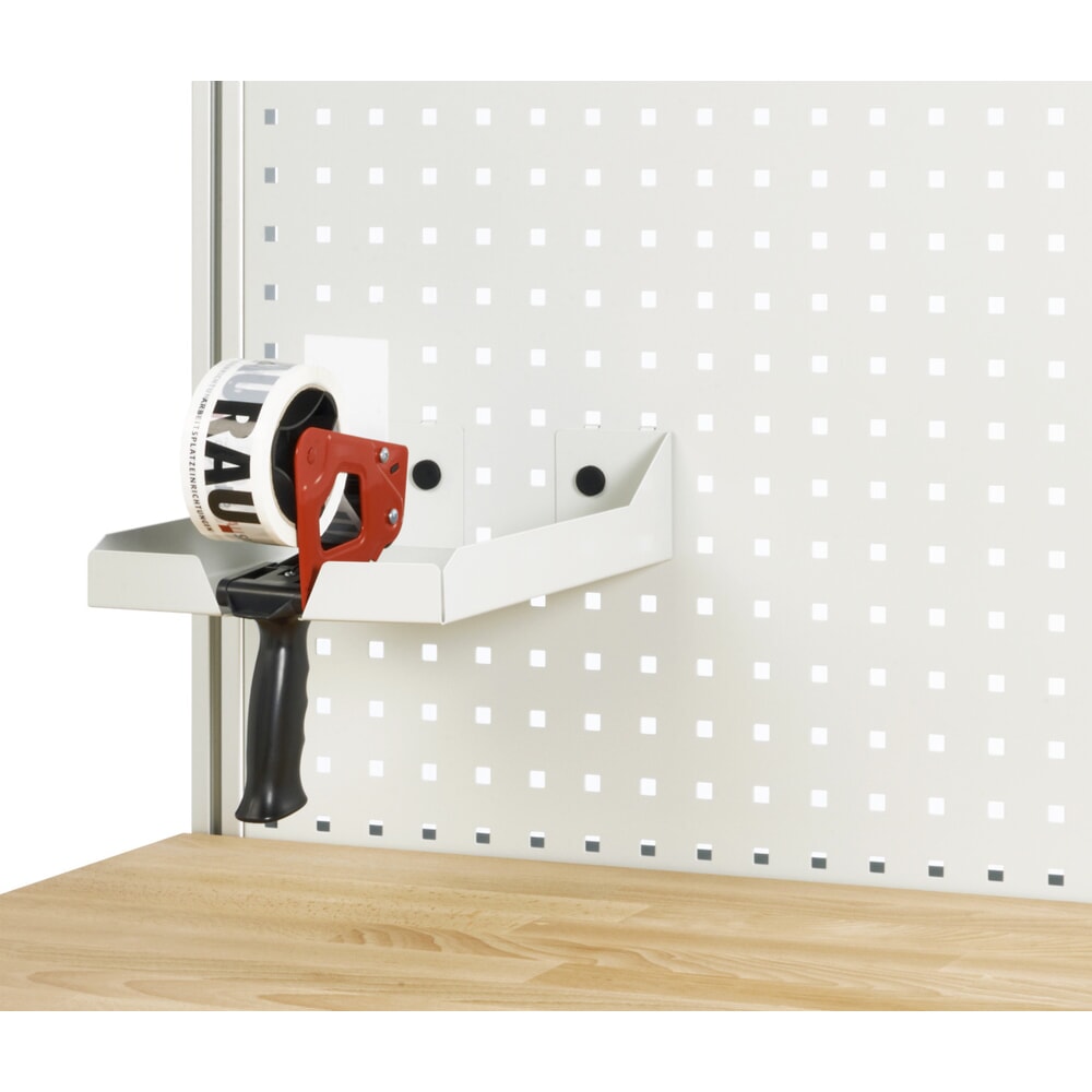 Productafbeelding nr. 12: RAU elektrisch in hoogte verstelbare paktafel-set adlatus 300, opbouw met opbergsysteem voor verpakkingsmateriaal en geperforeerde plaat, hxbxd 1.850‑2.250 mm x 1.500 mm x 1000 mm