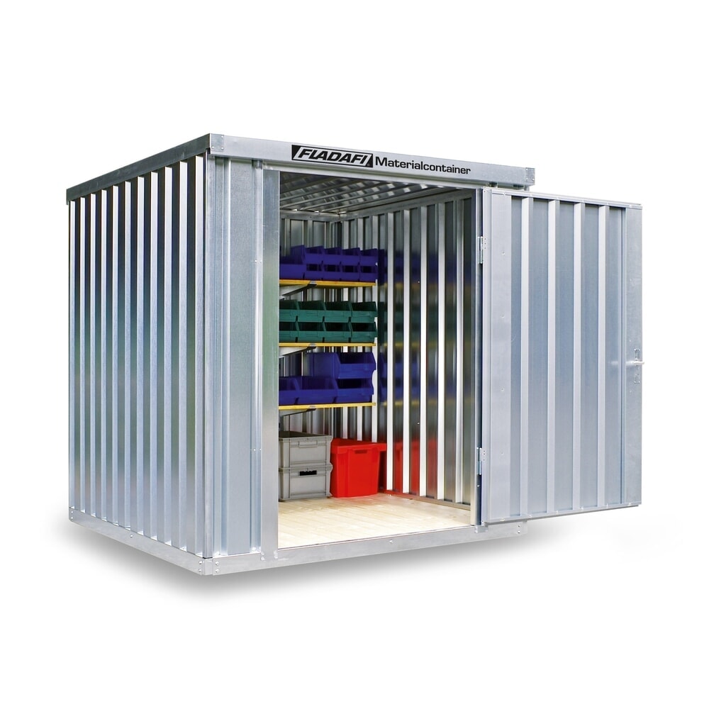 Illustration du produit: Conteneur à matériaux FLADAFI® module unique, galvanisé, haut. x larg. x prof. 2 150 x 2 100 x 2 170 mm, démonté, plancher en bois