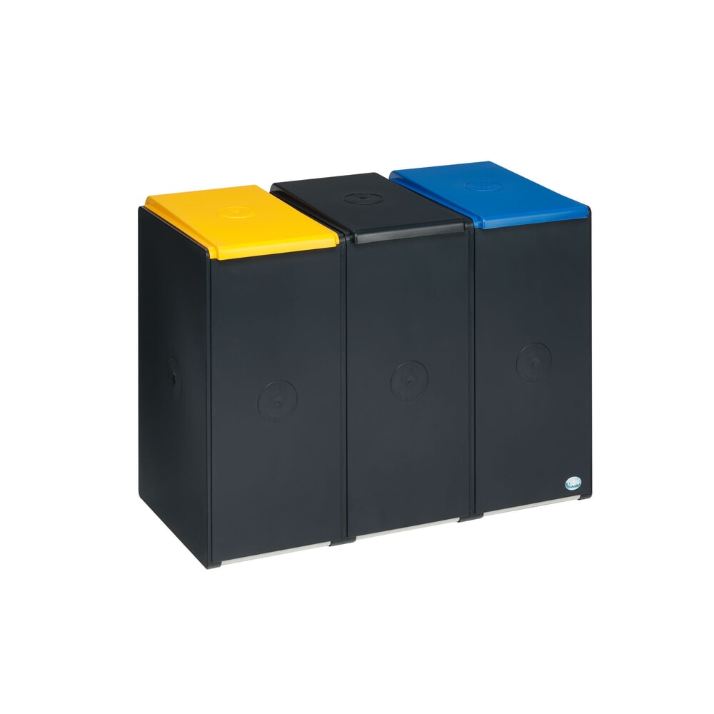 Illustration du produit: Collecteur de recyclage VAR®, capacité 3 x 40 litres, avec 3 couvercles colorés