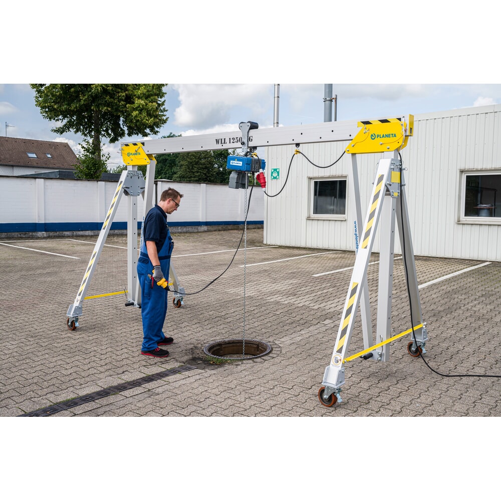 Productafbeelding nr. 8: Aluminium portaalkraan PLANETA RLPK, incl. rateltakel, verrijdbaar, lengte 2000 mm, draagvermogen 2000 kg, grootte S