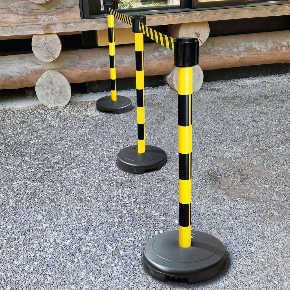 N° de l'image du produit 4 : Potelet d’avertissement à ruban étirable Moravia, hauteur mm 950, noir/jaune