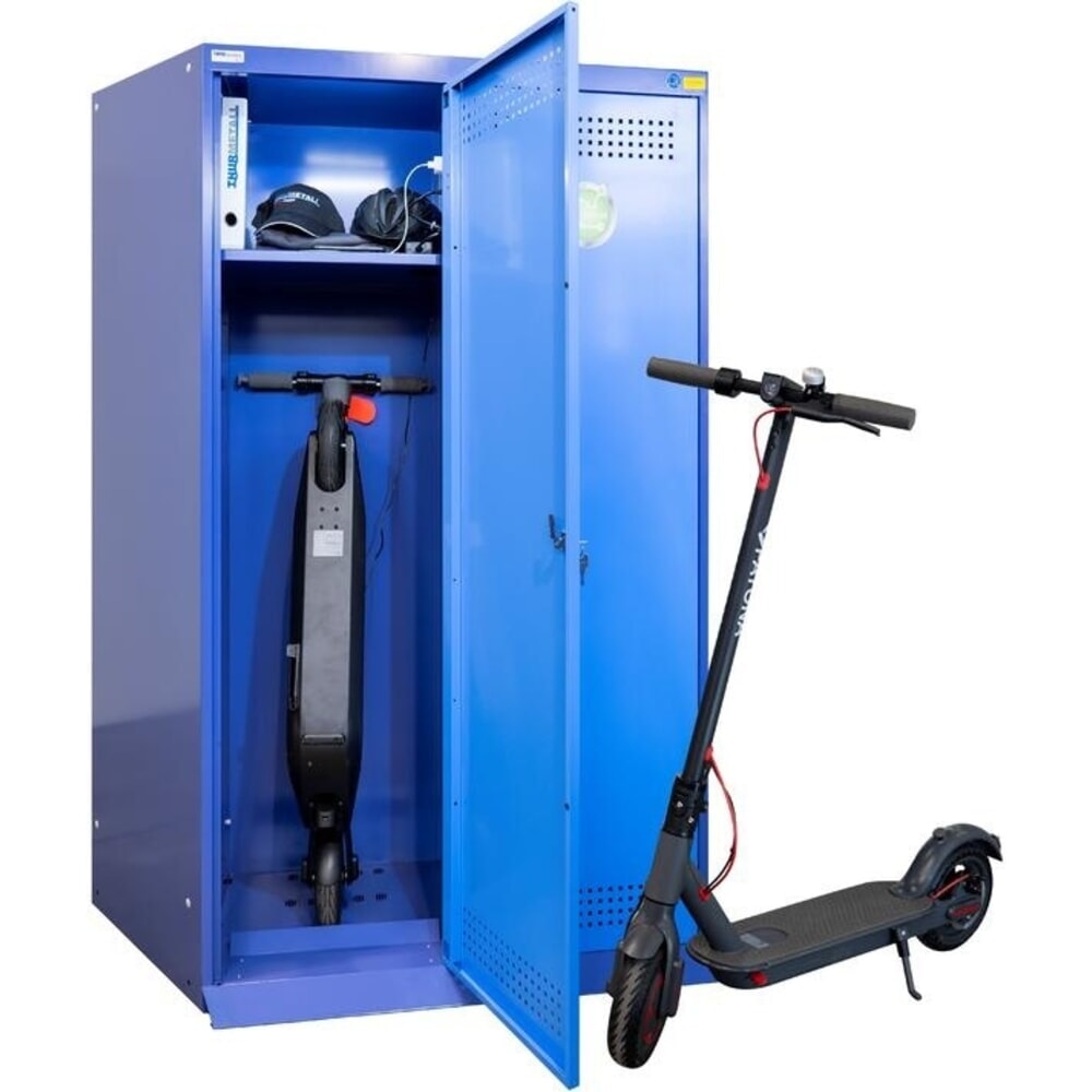 Productafbeelding nr. 2: Thur Metall acculaadkast voor e-roller/scooter, hxbxd 1700 mm x 1000 mm x 500 mm, duifblauw/lichtblauw