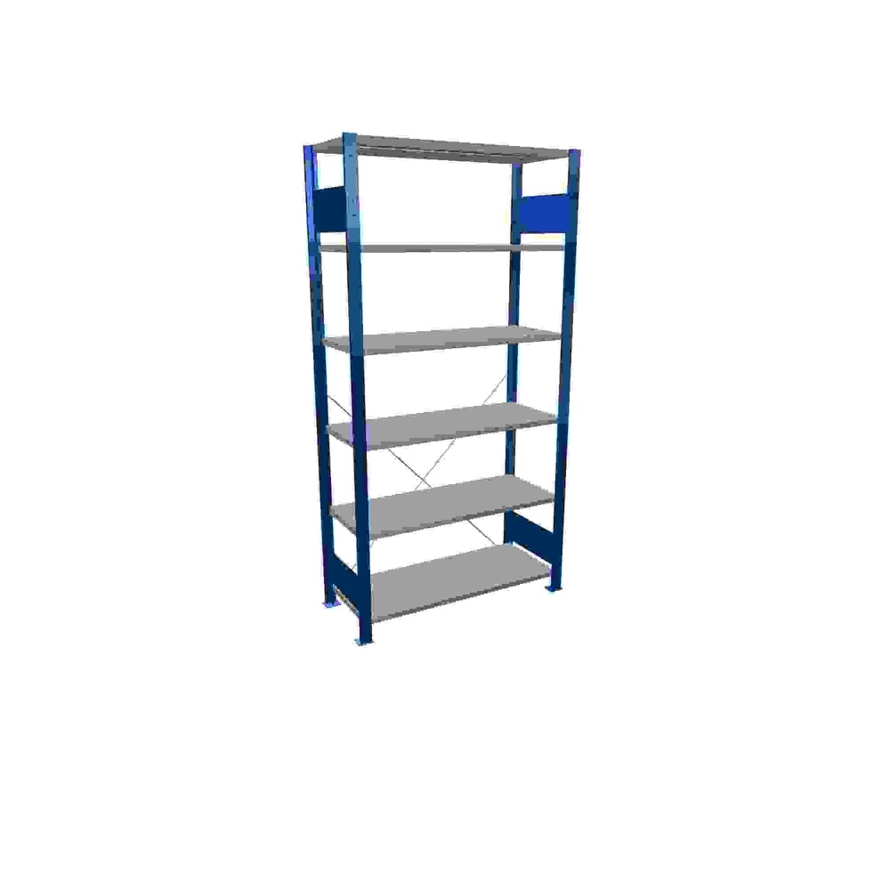 Illustration du produit: SCHULTE Rayonnage à tablettes, bleu gentiane / galvanisé, avec 6 tablettes en tôle d’acier, charge par tablette 150 kg, HxlxP 2 000 x 1 060 x 436 mm