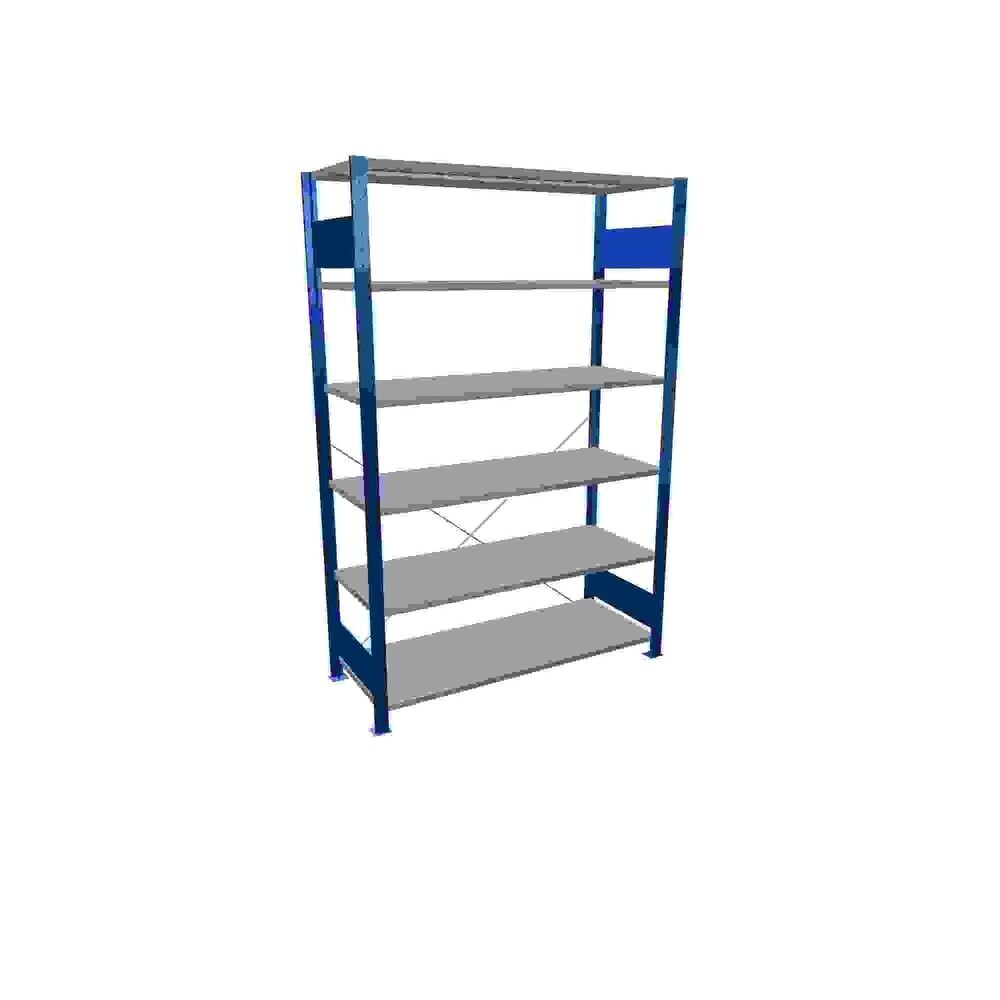 Illustration du produit: SCHULTE Rayonnage à tablettes, bleu gentiane / galvanisé, avec 6 tablettes en tôle d’acier, charge par tablette 150 kg, HxlxP 2 000 x 1 360 x 536 mm