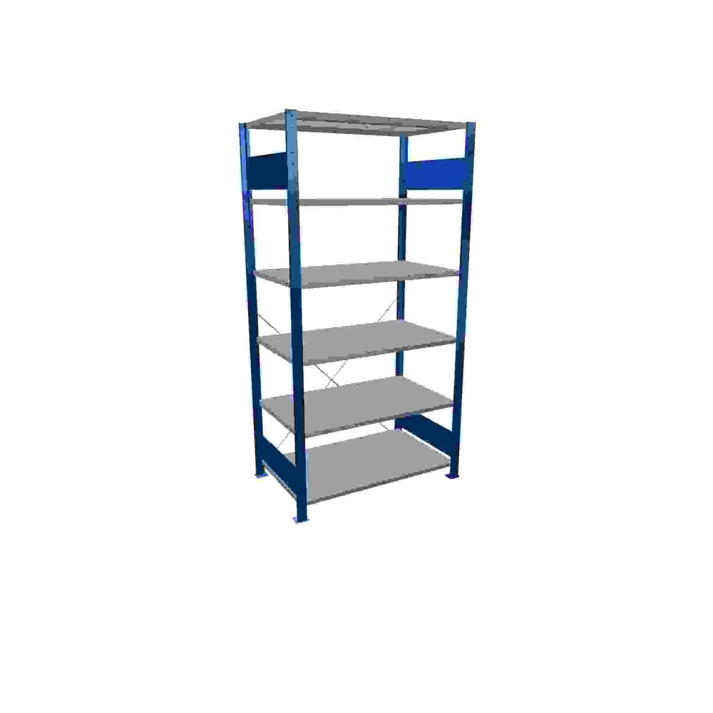 Illustration du produit: SCHULTE Rayonnage à tablettes, bleu gentiane / galvanisé, avec 6 tablettes en tôle d’acier, charge par tablette 150 kg, HxlxP 2 000 x 1 060 x 636 mm