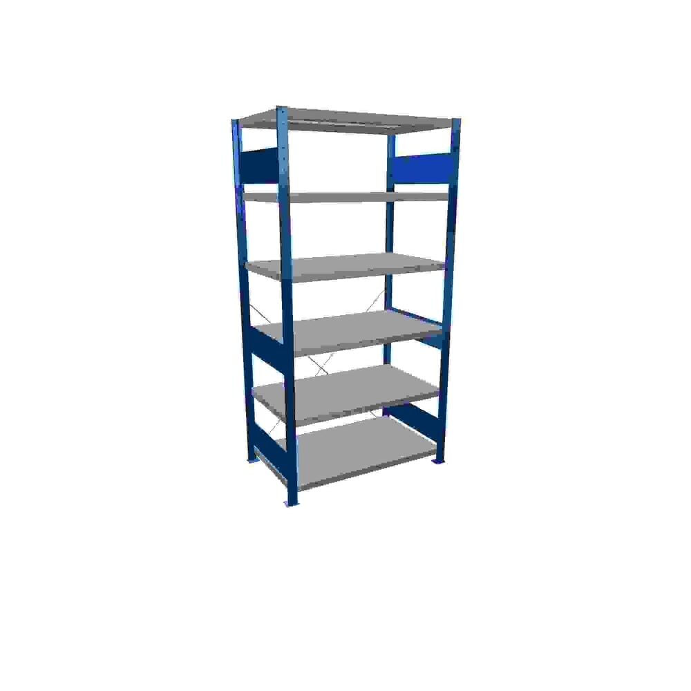 Illustration du produit: SCHULTE Rayonnage à tablettes, bleu gentiane / galvanisé, avec 6 tablettes en tôle d’acier, charge par tablette 330 kg, HxlxP 2 000 x 1 060 x 636 mm