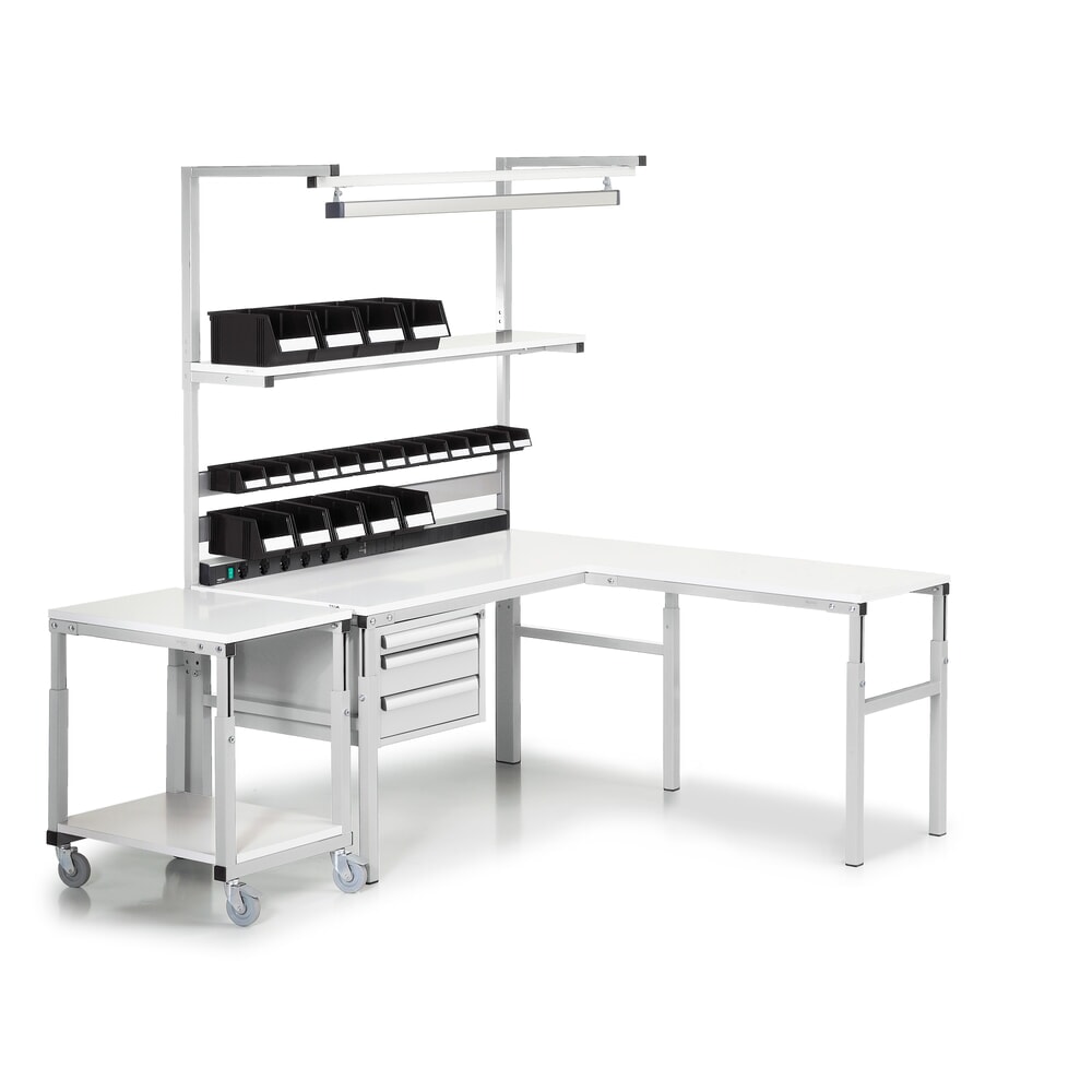 N° de l'image du produit 3 : Table d’angle d’appoint pour système de poste de travail, réglable en hauteur, capacité de charge 150 kg, l x P 1 000 x 500 mm