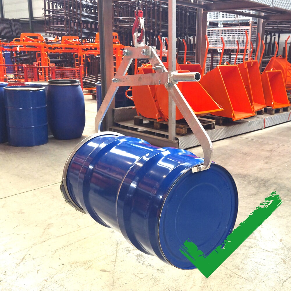 N° de l'image du produit 2 : Pince à fûts Eichinger® pour grue, 1 x fût horizontal galvanisé à chaud