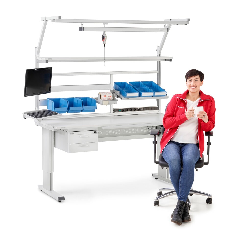N° de l'image du produit 5 : Table de travail TRESTON, type WB, réglable en hauteur, manuel, L x P 1 800 x 800 mm